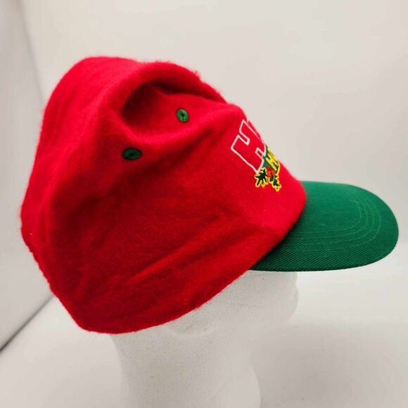 Vintage Santa Claus Cap Happy Holidays Embroidered Snapback Hat Long Pointed Elf - Picture 5 of 7